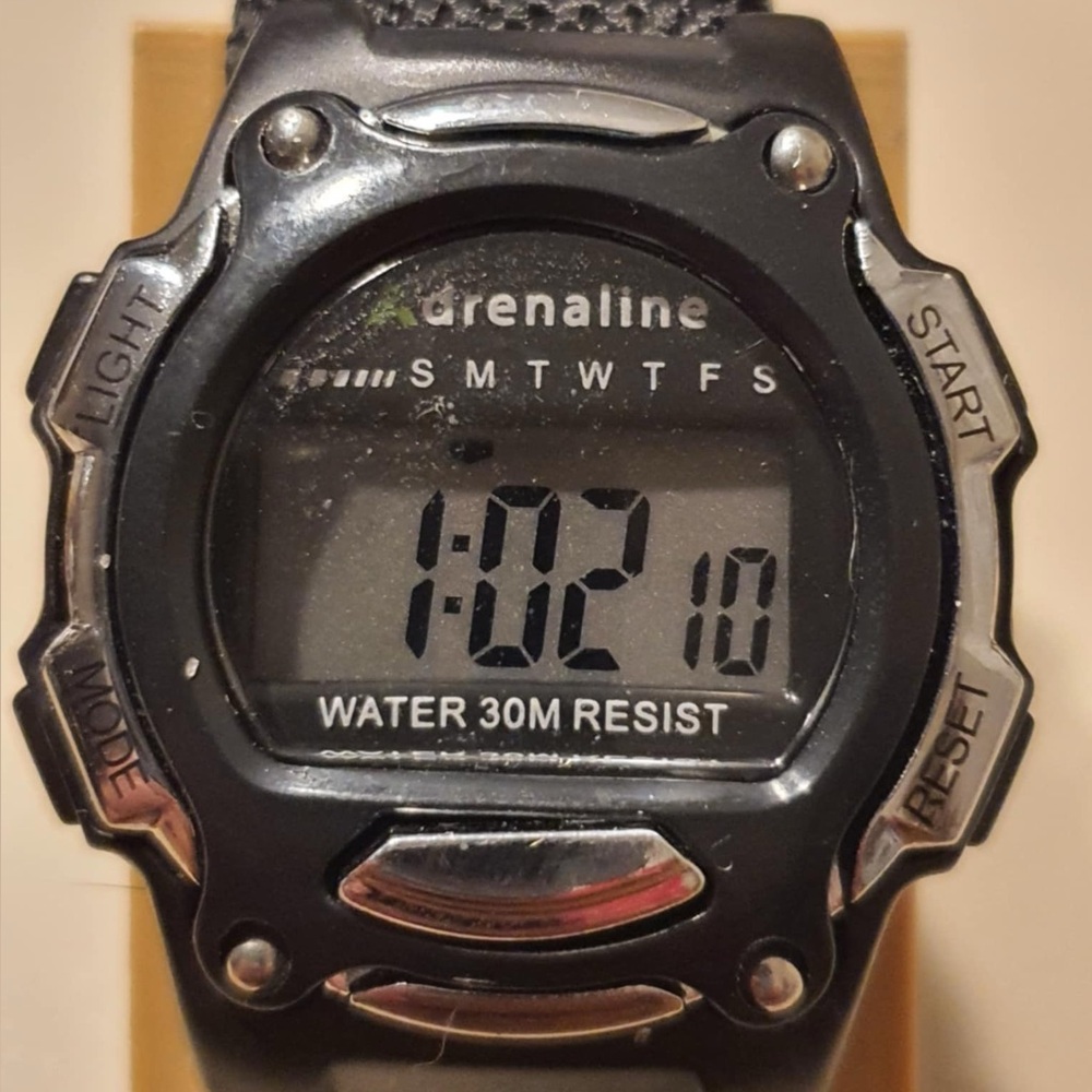 🦋10/$20🦋 Adrenaline Silver/Black Nylon Digital Alarm Chrono Women's Watch